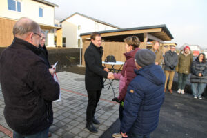 Neue geförderte Maisonettwohnungen der SG ENNSTAL in der Jadegasse Fohnsdorf bei der offiziellen Übergabe.